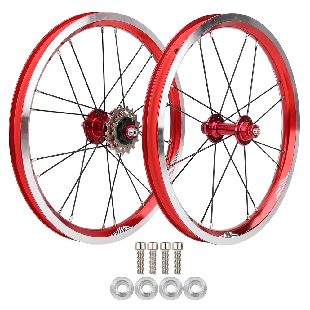 折りたたみ自転車用 ホイールセット 14インチ Vブレーキ シングルスピードハブ Amazon | 折りたたみ自転車用 ホイールセット 9T 14インチ V